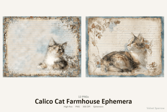Download Calico Cat Farmhouse Ephemera - Premium Resources